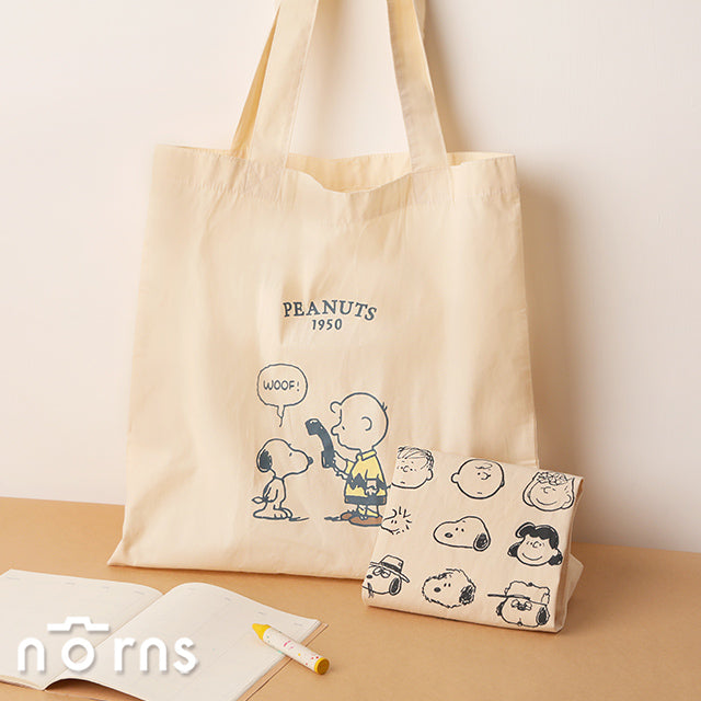 Norns Peanuts史努比棉布手提袋-Norns Original Design Snoopy原色手提袋 側背包 環保購物袋Eco Bag(1入)