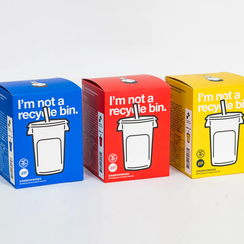 沢笠製茶所|樂色桶+即溶茶24入組合 Dripo I‘m Not Recycle Bin Tea Set