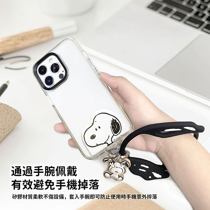 【SNOOPY史努比】iPhone/Android通用款 手機夾片造型矽膠環/掛環(1入)