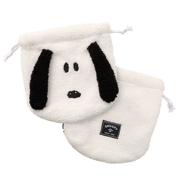 Norns Peanuts史努比絨毛造型束口袋 QQ大臉 Norns Original Design Snoopy正版授權收納袋(1入)