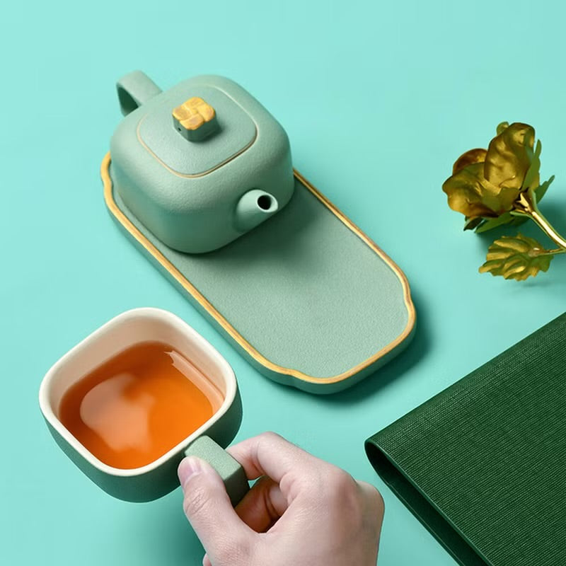 故宮宮廷文化 | 四合如意茶具 一壺一杯 便攜茶杯