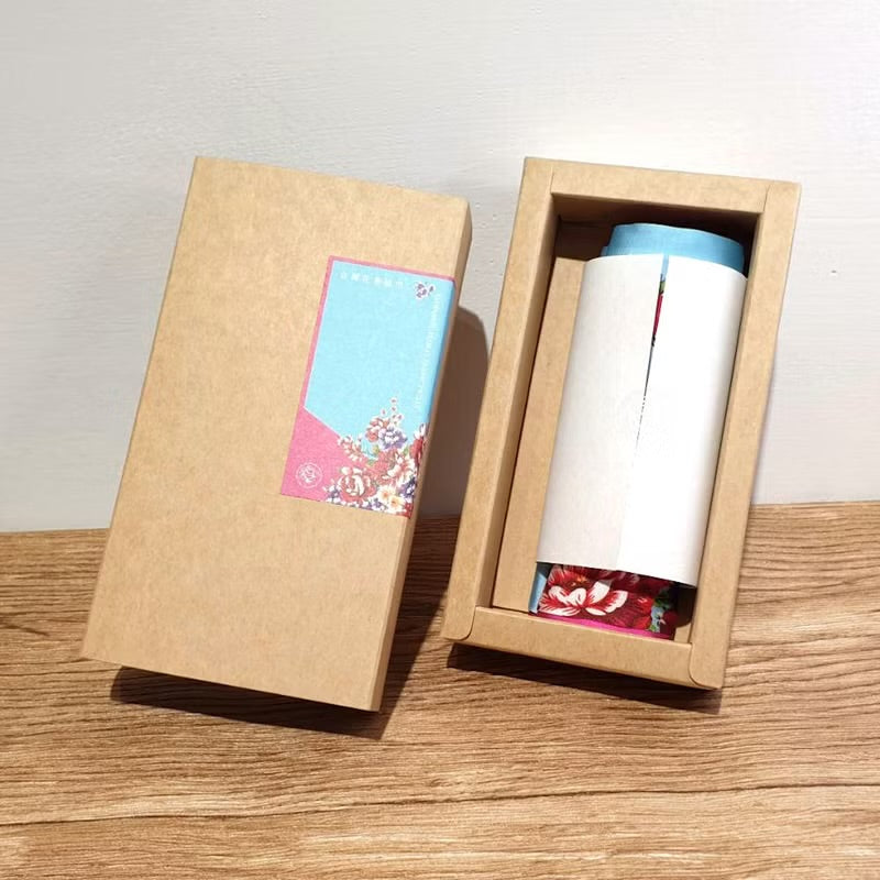 【花布先生】台灣花布絲巾禮盒 - 水藍桃