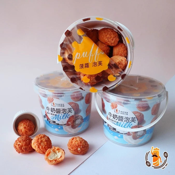 興麥蛋捲烘焙王國【牛奶醬菠蘿泡芙】嘎嘎脆!嘎嘎美味!(192g*桶)