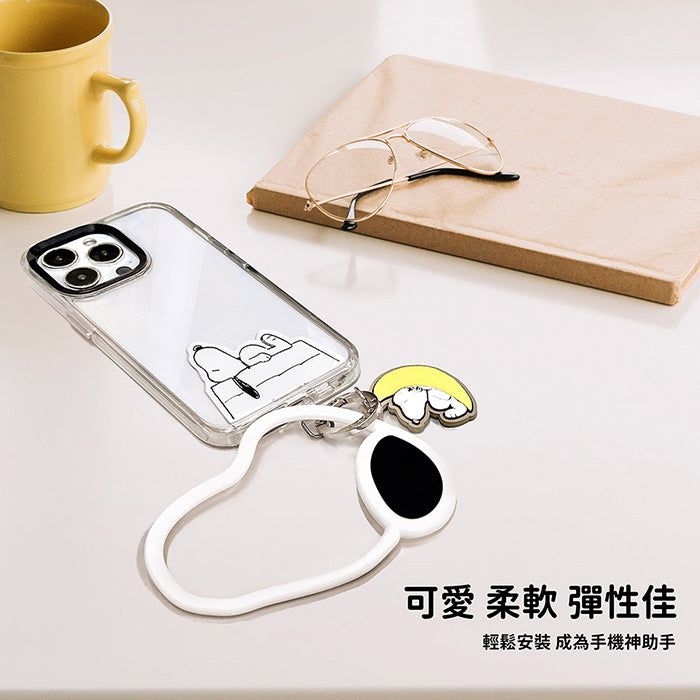 【SNOOPY史努比】iPhone/Android通用款 手機夾片造型矽膠環/掛環(1入)