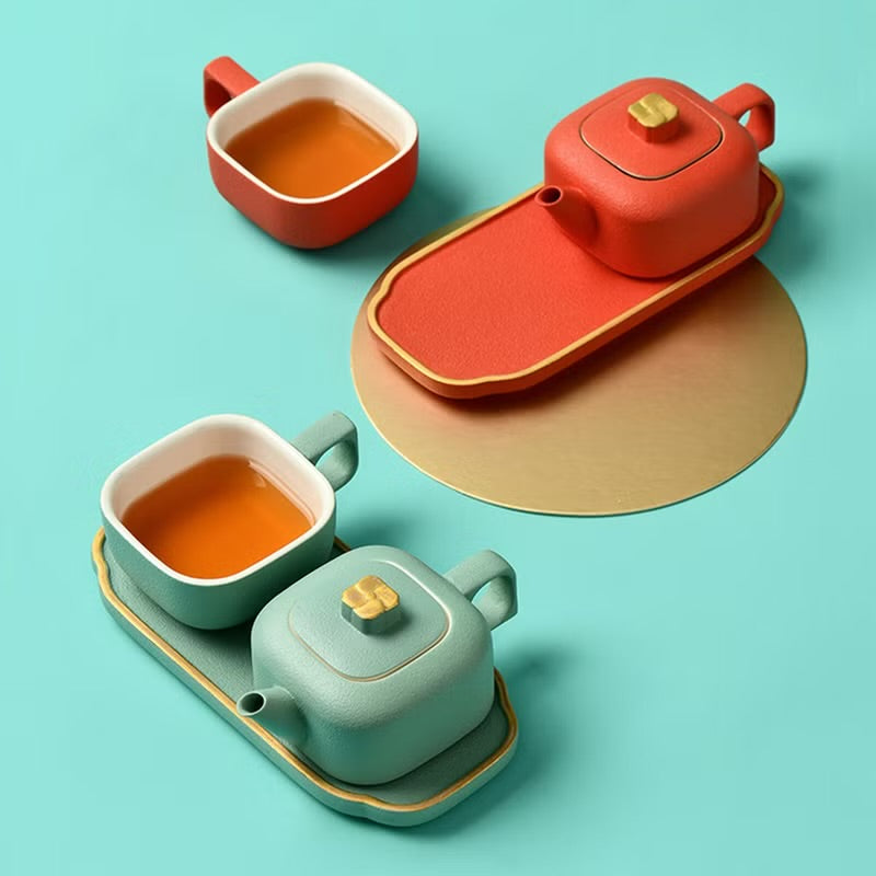故宮宮廷文化 | 四合如意茶具 一壺一杯 便攜茶杯