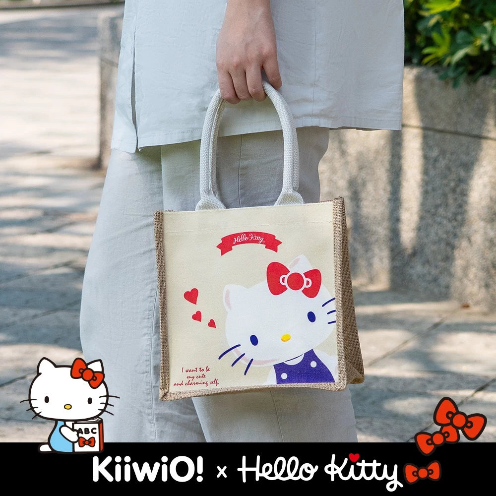 Hello Kitty x Kiiwi O! 聯名款.萌萌大臉系列雙面棉麻手提袋