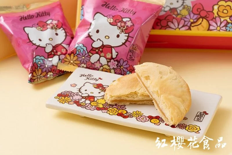 紅櫻花【三麗鷗授權】Hello Kitty 太陽餅禮盒 - 贈Hello Kitty長形瓷盤