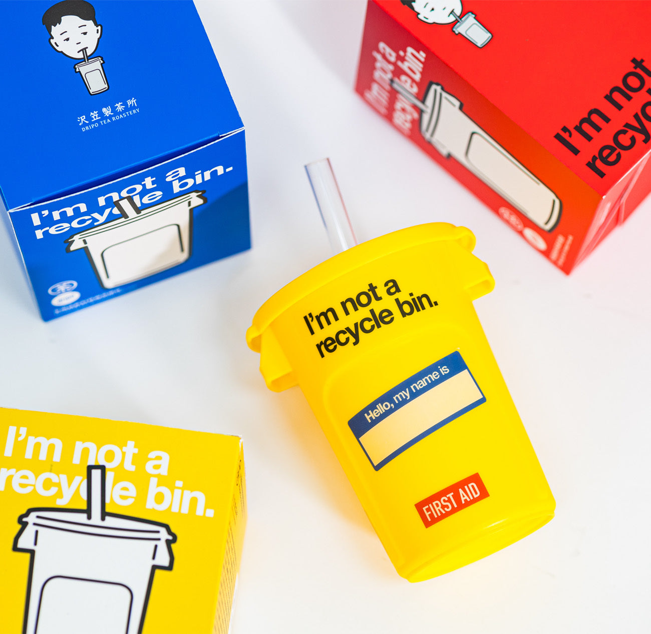 沢笠製茶所|樂色桶+即溶茶24入組合 Dripo I‘m Not Recycle Bin Tea Set