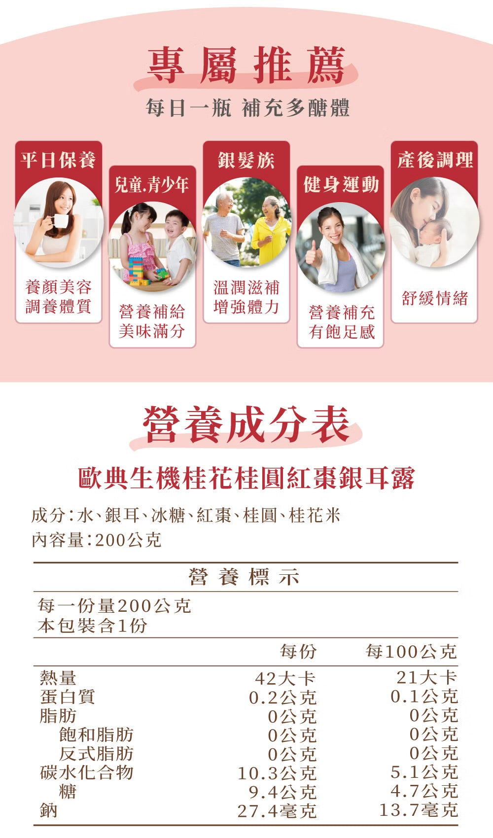 歐典生機 桂花桂圓紅棗銀耳露200g(24入/箱)