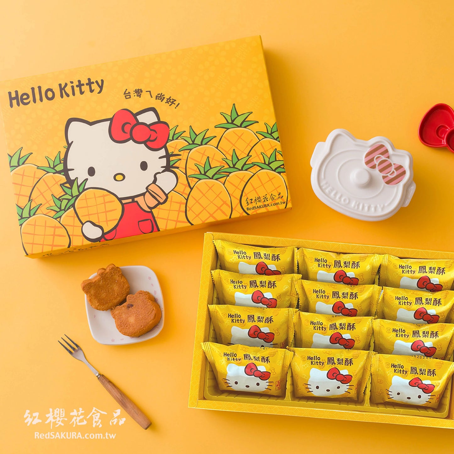 紅櫻花【三麗鷗授權】Hello Kitty 造型鳳梨酥12入禮盒