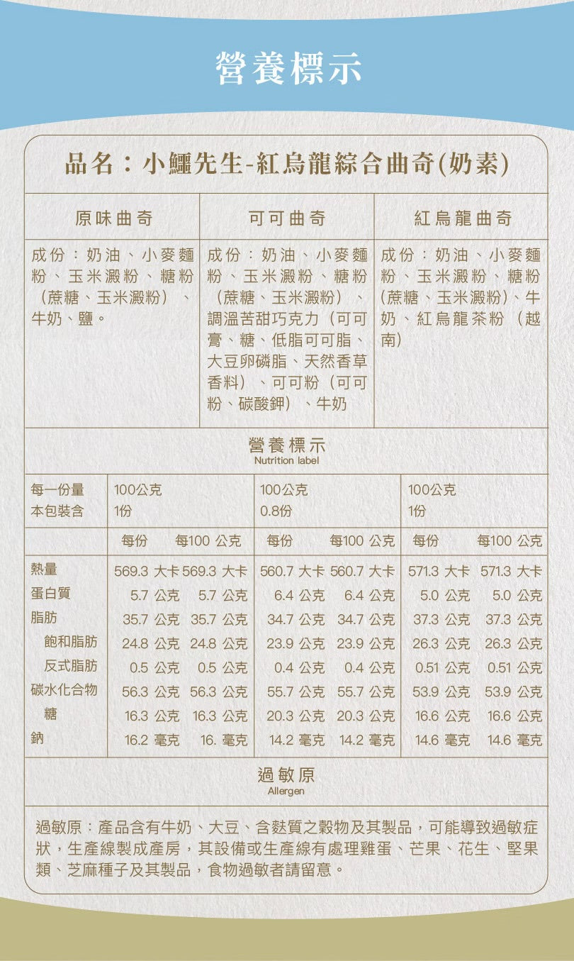 艾塔菲集團狸小路 小鱷先生 紅烏龍綜合曲奇(280g*盒)