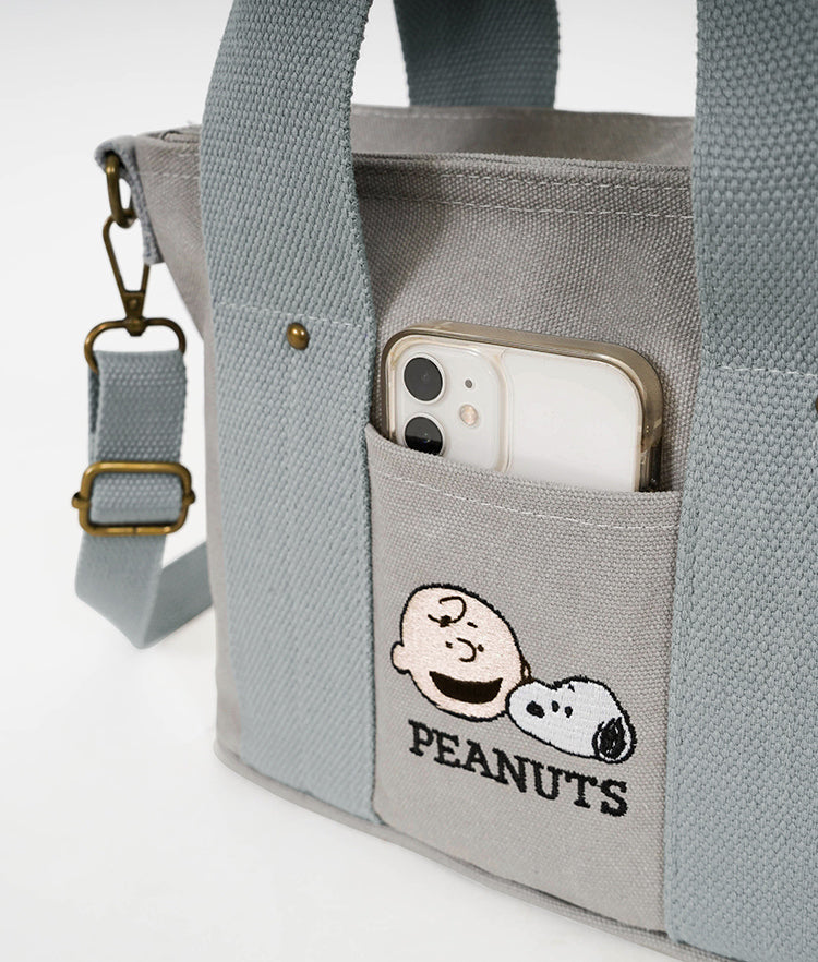 SNOOPY x Kiiwi O! 聯名款.多隔層厚磅帆布兩用托特包 MISA 灰藍(1入)
