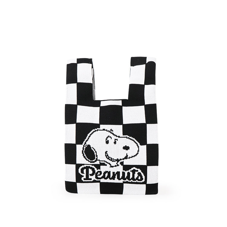 Snoopy 史努比聯名款.針織多變手腕包 黑格史努比(1入)