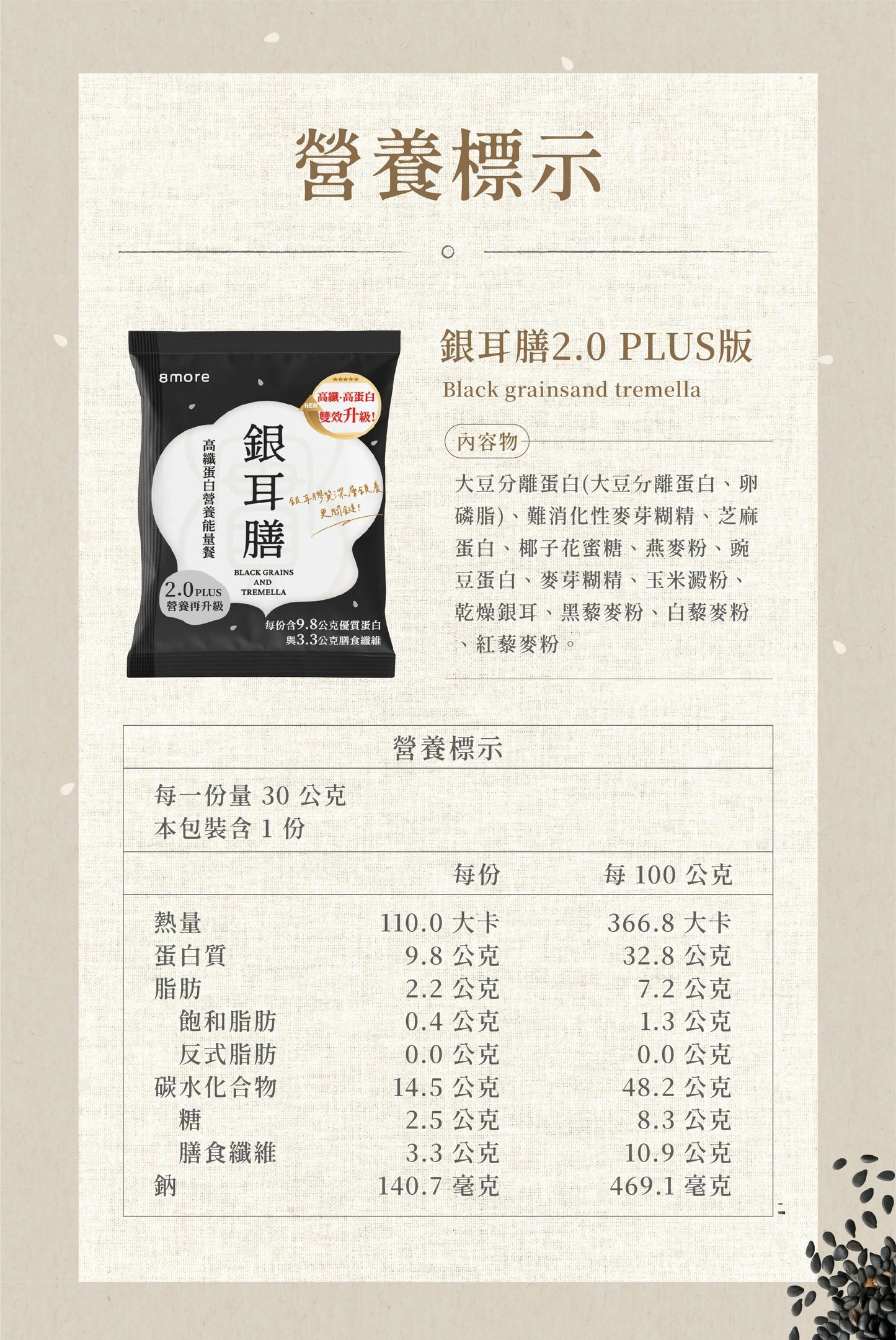 8more 高纖蛋白營養能量餐|銀耳膳2.0 PLUS版(10入/盒)