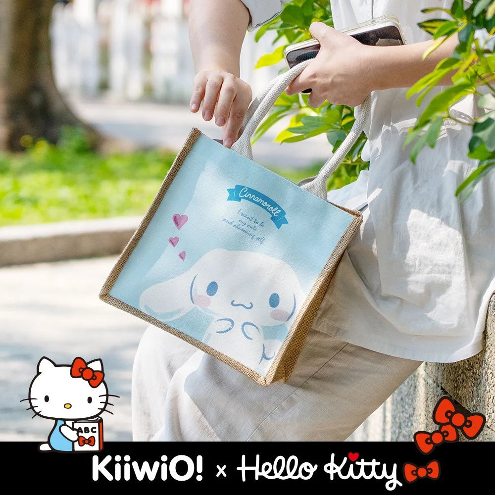 Hello Kitty x Kiiwi O! 聯名款.萌萌大臉系列雙面棉麻手提袋