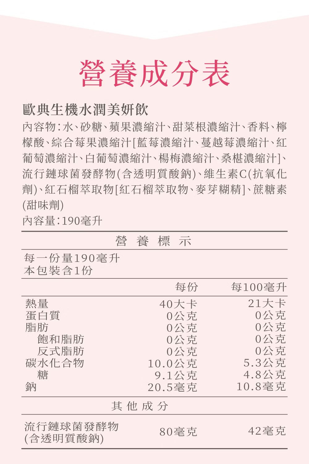 歐典生機【新品上市】水潤美妍飲190ml (24入/箱)