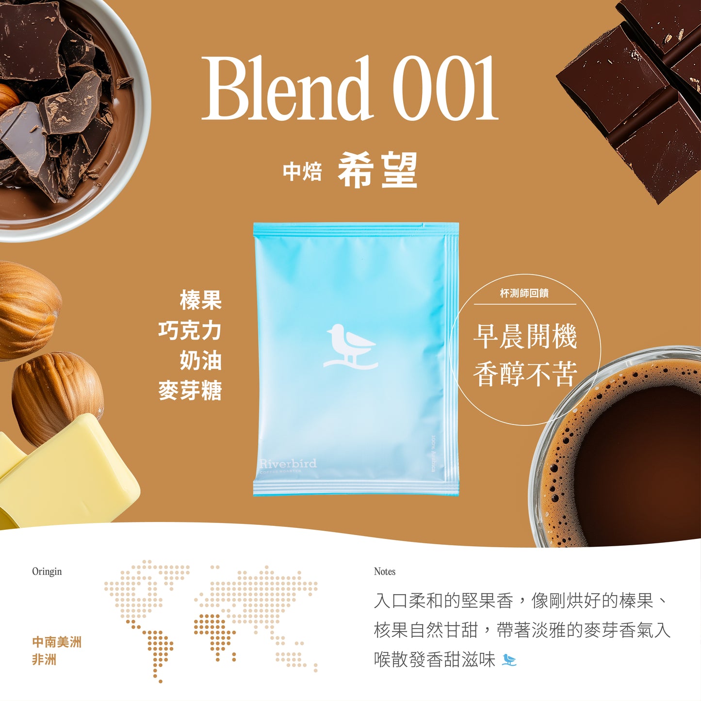 江鳥咖啡 【Riverbird Blend】《30入掛耳》001/004 中/中深焙