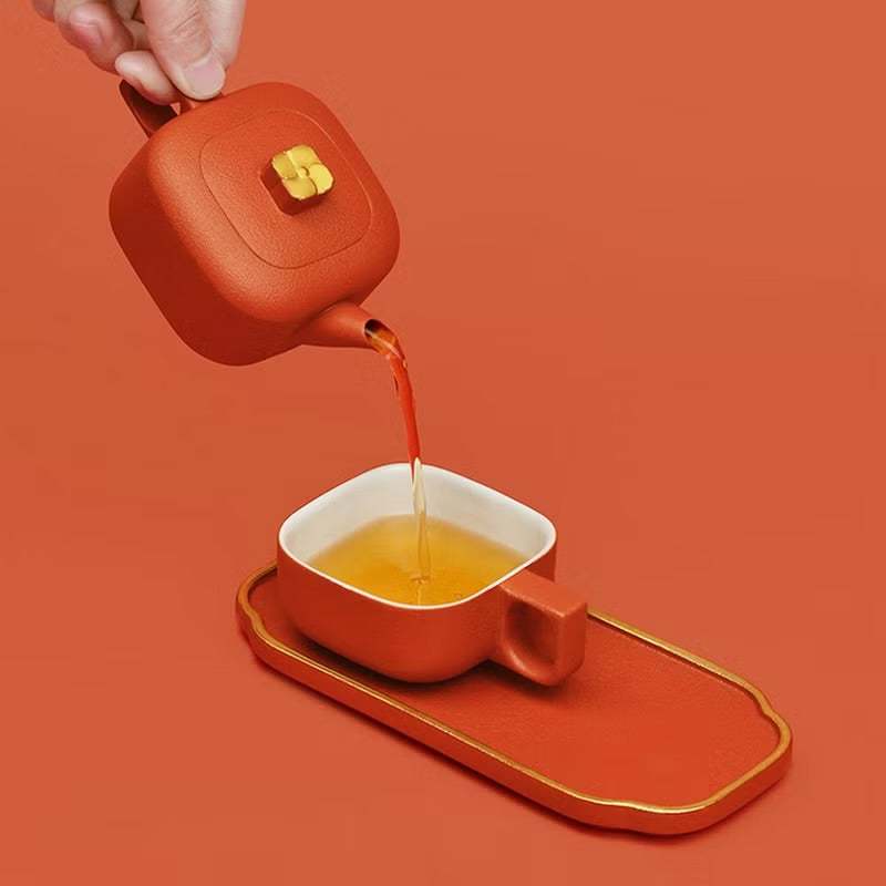 故宮宮廷文化 | 四合如意茶具 一壺一杯 便攜茶杯