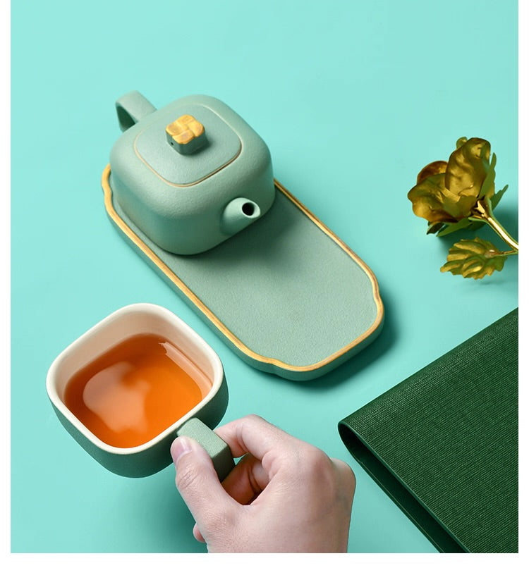 故宮宮廷文化 | 四合如意茶具 一壺一杯 便攜茶杯