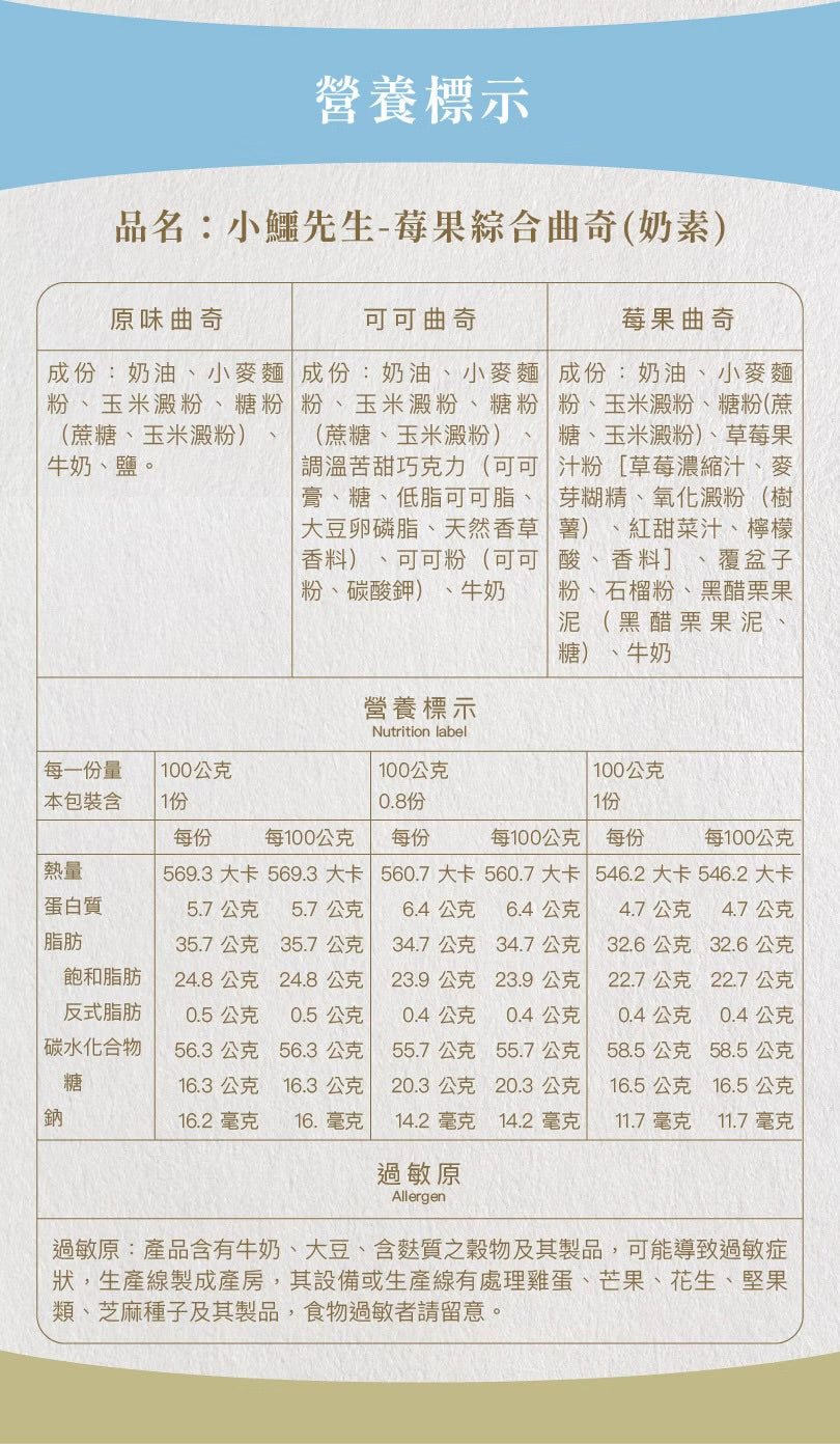 艾塔菲集團狸小路 小鱷先生 莓果綜合曲奇(280g*盒)