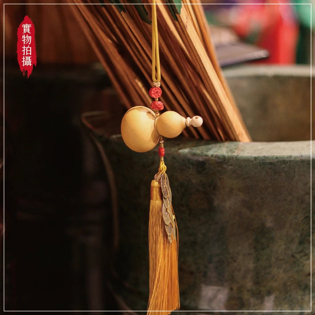 【聚寶閣】天賜福祿-天然葫蘆五帝錢吊飾(1入)