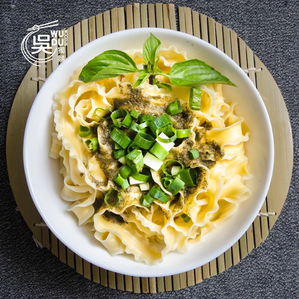 吳獨麵 (五辛素)蘆薈南瓜麵+羅勒醬-3包入(含醬)