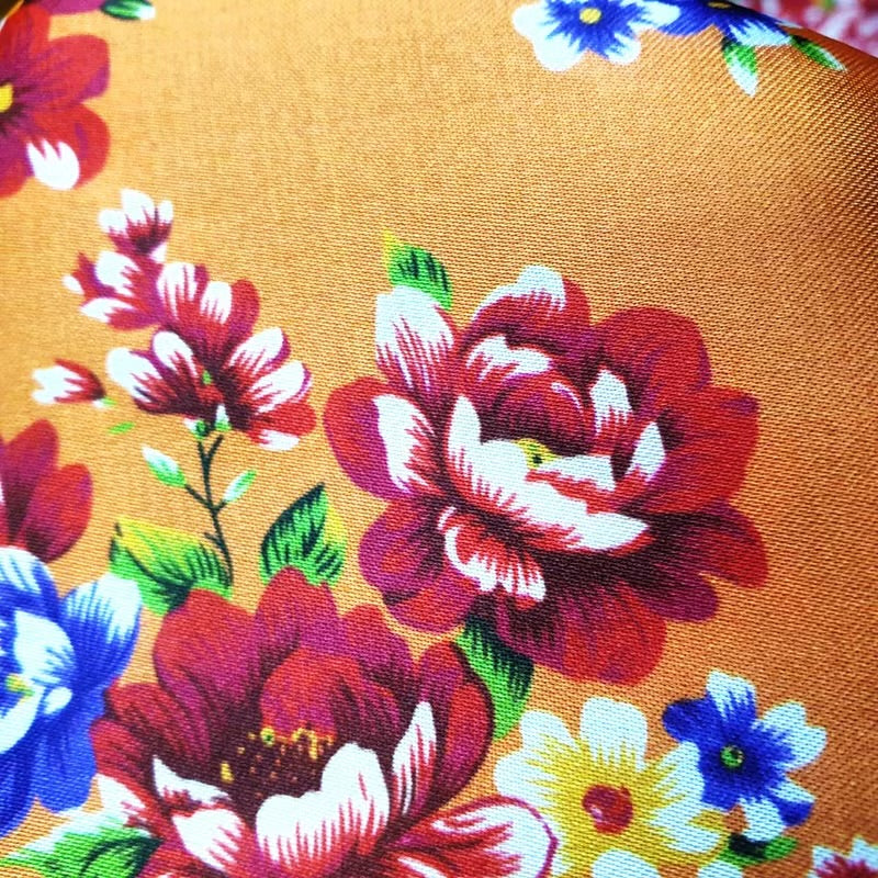【花布先生】台灣花布絲巾禮盒 - 深綠橘