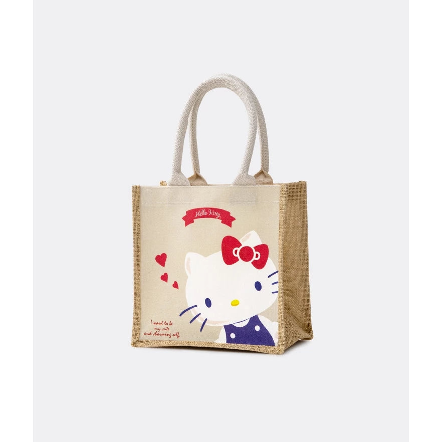 Hello Kitty x Kiiwi O! 聯名款.萌萌大臉系列雙面棉麻手提袋