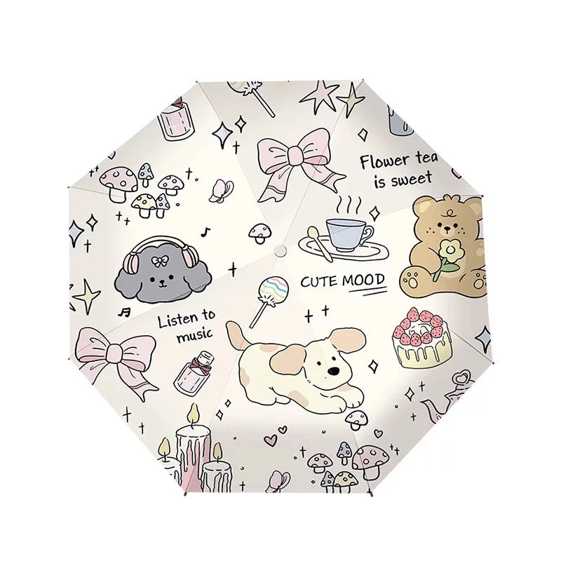🌟CUBESTORE🌟 下午茶派對 抗UV 黑膠傘 雨傘(1個)