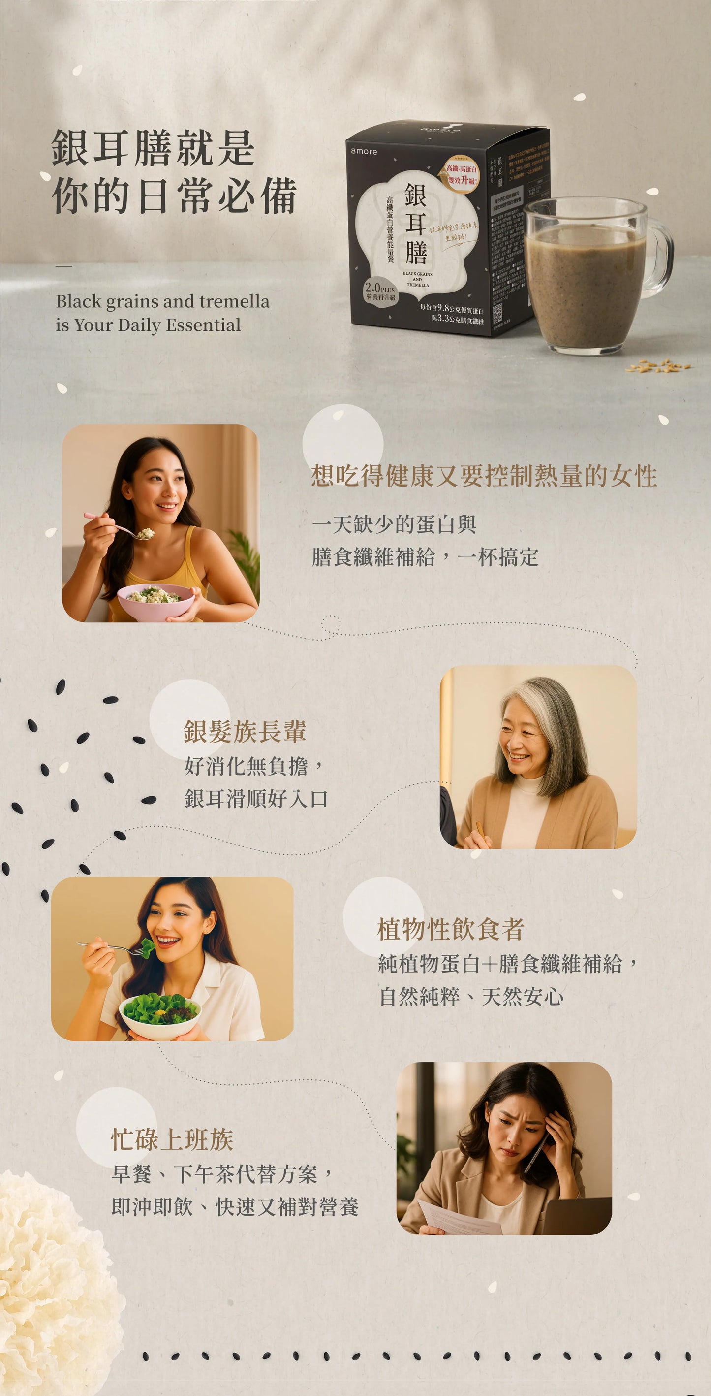 8more 高纖蛋白營養能量餐|銀耳膳2.0 PLUS版(10入/盒)