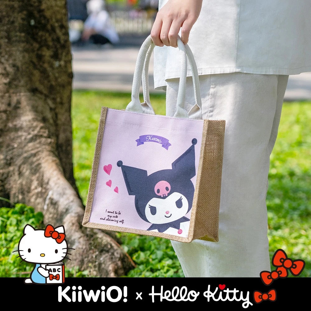 Hello Kitty x Kiiwi O! 聯名款.萌萌大臉系列雙面棉麻手提袋