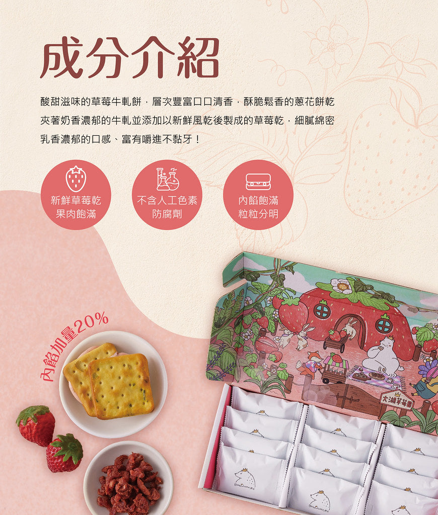 BearQueen-草莓牛奶蘇打牛軋餅 l 12pcs