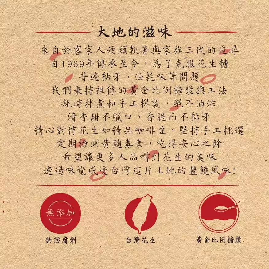 【大地花生工坊】金磚 200g/袋(可素食)|經典花生糖 磨製花生系列