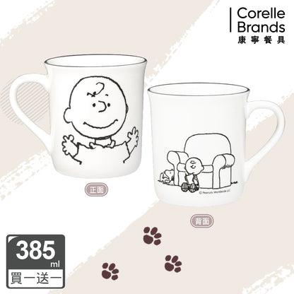 買一送一【美國康寧 CORELLE】SNOOPY馬克杯385ml-復刻黑白 (四款任選)(2入)
