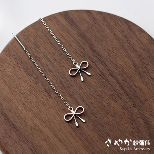 🩷2025~母親節商城 ~【Ｓａｙａｋａ紗彌佳】優雅蝴蝶結垂墜耳環（耳線款）(９２５純銀鏤空)