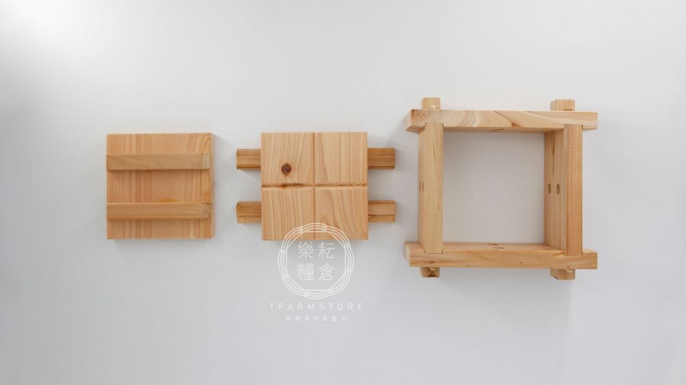 福霖食品 樂耘糧倉 豆腐模具/日本檜木/手工/無釘/嵌入 /古早模 /4格