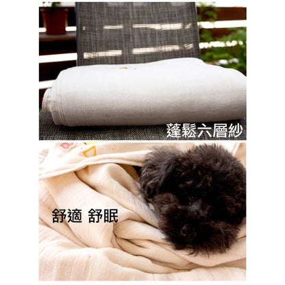 台灣興隆毛巾 六層紗胖的熊有機染單人毛巾被
