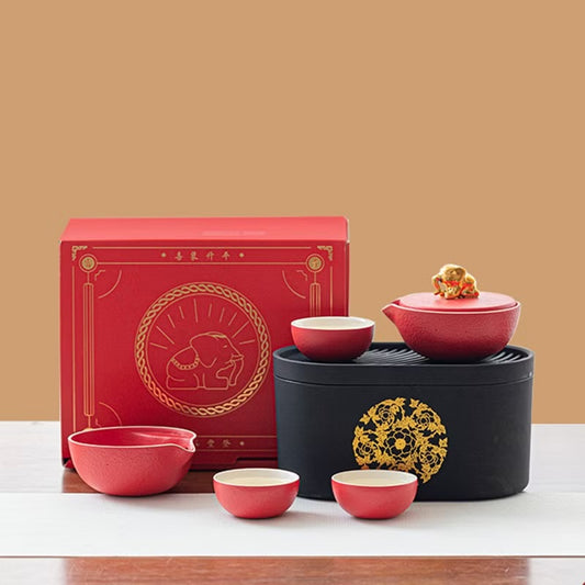 故宮宮廷文化 | 富貴吉象旅行茶具 一壺三杯 紅點獎