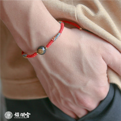 【鎮瀾宮 x 天后 】黑曜石五色守護金剛結平安手繩 保平安 黑曜石 礦石 大甲媽 金剛結 五色線 平安 避邪 擋煞