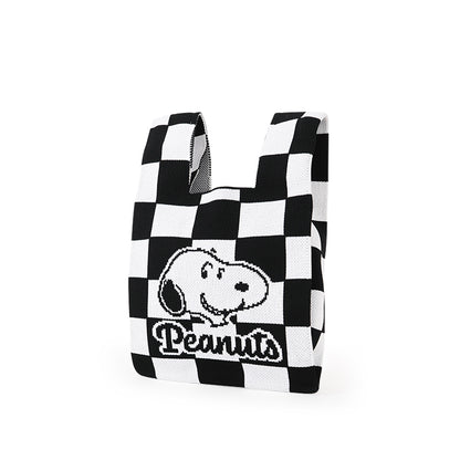 Snoopy 史努比聯名款．針織多變手腕包 黑格史努比(1入)