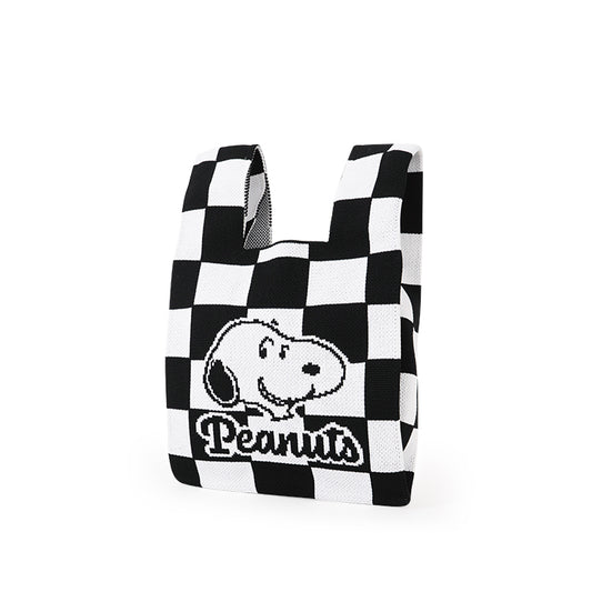 Snoopy 史努比聯名款．針織多變手腕包 黑格史努比(1入)
