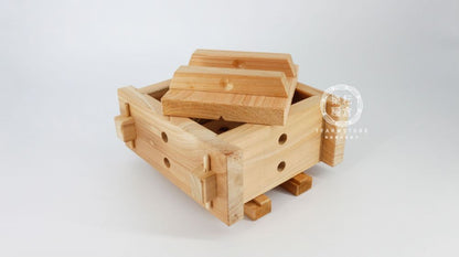 福霖食品 樂耘糧倉 豆腐模具/日本檜木/手工/無釘/嵌入 /古早模 /4格
