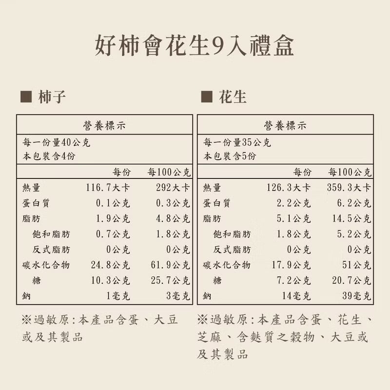 【久久津】好柿會花生9入禮盒