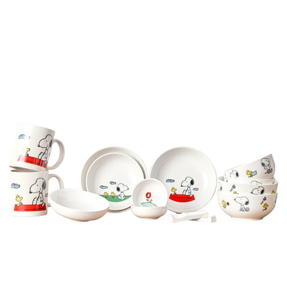 【美國康寧 CORELLE】SNOOPY HOME 14件式陶瓷餐具禮盒 （原裝進口）