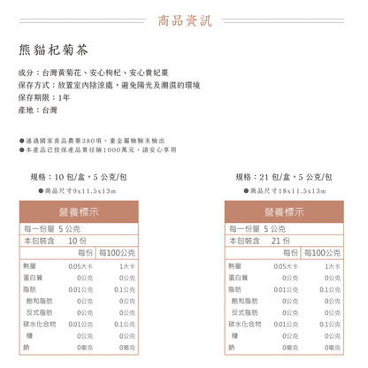 新譯漢方 熊貓杞菊茶｜漢方養生茶包 【明亮降火】 See In Herb CHRYSANTHEMUM TEA (21入)
