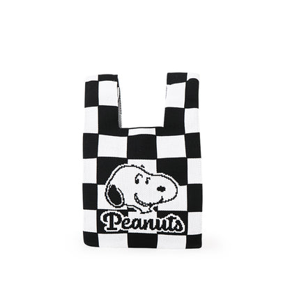 Snoopy 史努比聯名款．針織多變手腕包 黑格史努比(1入)