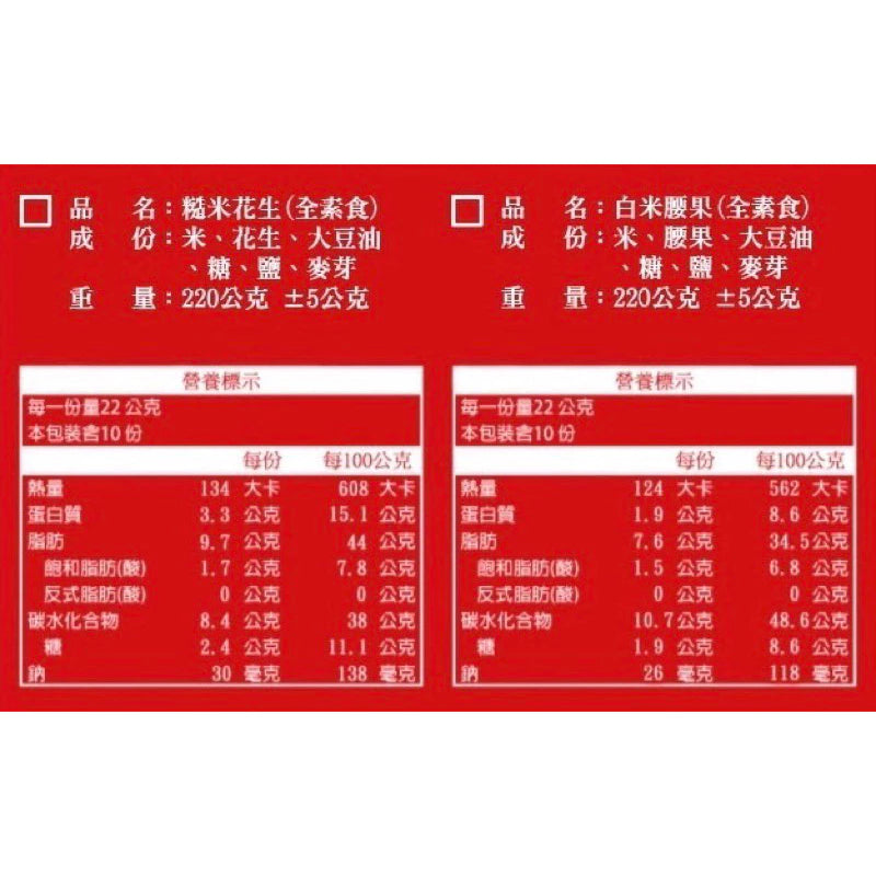 ☻桃香花米酥☻ 白米腰果/糙米花生 團購人氣王(220g*2包~白米腰果/糙米花生各1包)