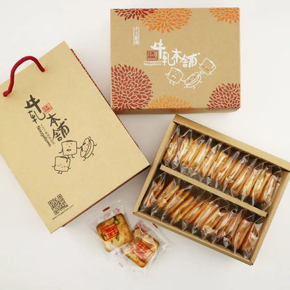 牛軋本舖 牛軋本舖經典禮盒(含紙袋)-青蔥餅(植物五辛素)-綜合24片裝(原味12/蔓越莓4/花生4/咖啡4)