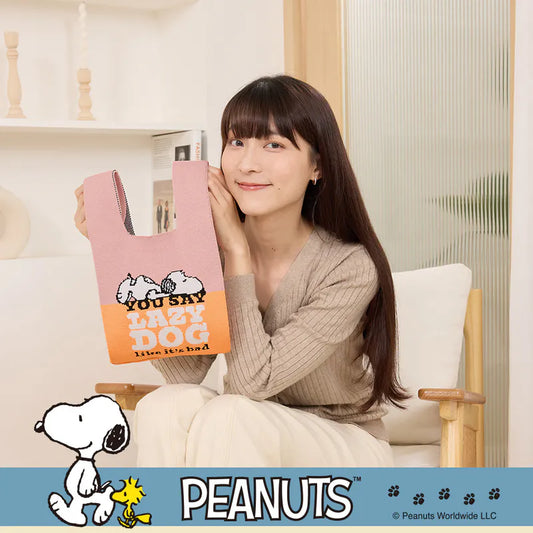 Snoopy 史努比聯名款．針織多變手腕包 春日粉橘款(1入)