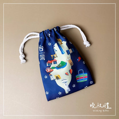曉祝禮 【輕薄款14X19CM束口袋】台灣 臺灣 紀念品 伴手禮 出國 禮物 台北 束口袋 收納袋 飾品袋 小藥袋 環保袋(1入)